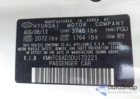 2013 Hyundai Veloster Base W/Gray из США, поврежденный, VIN KMHTC6AD3DU172221